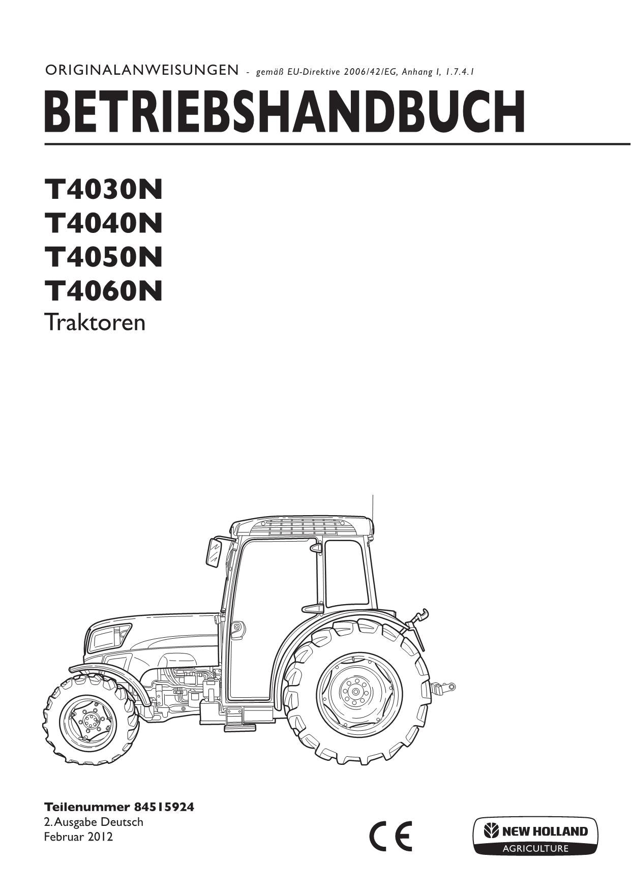 New Holland T4030N T4040N T4050N T4060N traktor  betriebsanleitung