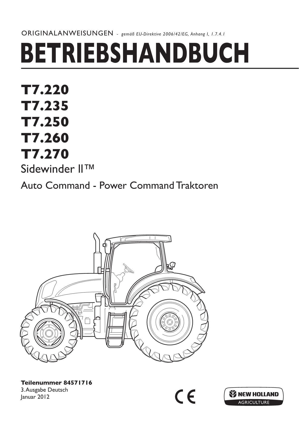 New Holland T7.220 T7.235 T7.250 T7.260 T7.270 traktor betriebsanleitung #2