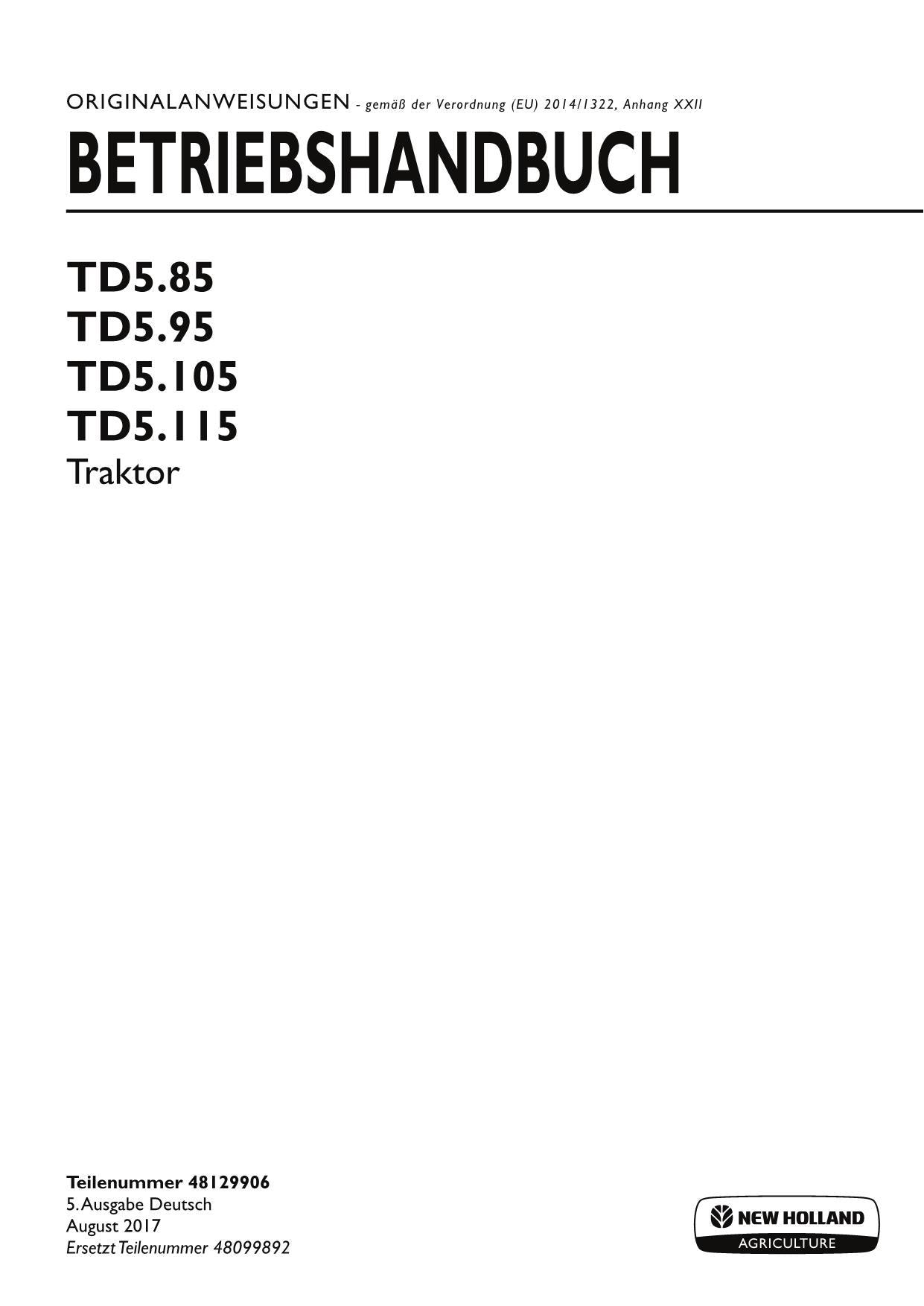 New Holland TD3.50  traktor betriebsanleitung 48153461