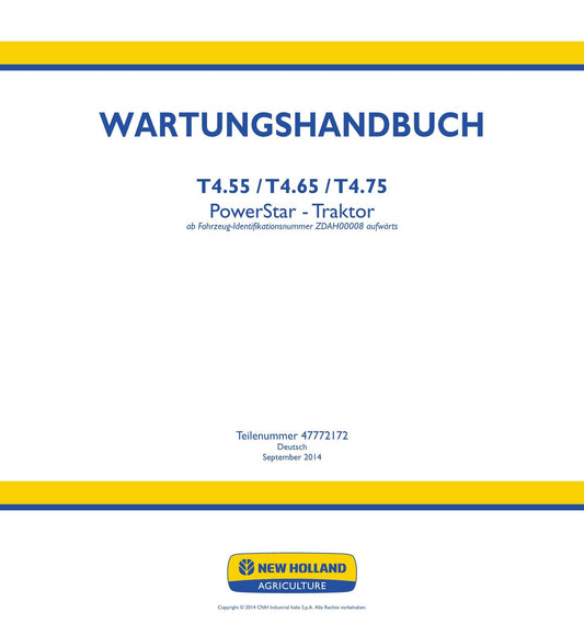 NEW HOLLAND T4.55 T4.65 T4.75 TRAKTOR REPARATURHANDBUCH #1