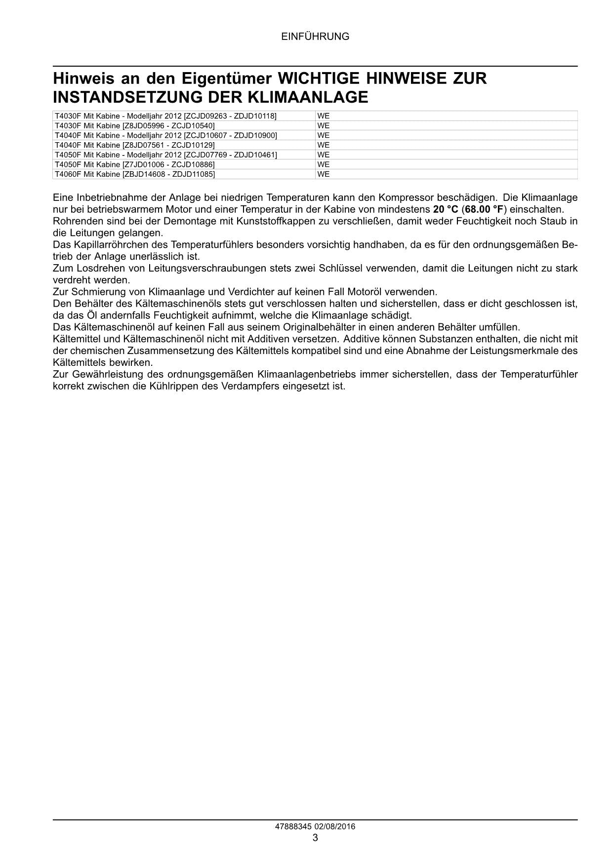 NEW HOLLAND T4030F T4040F T4050F T4060F TRAKTOR REPARATURHANDBUCH