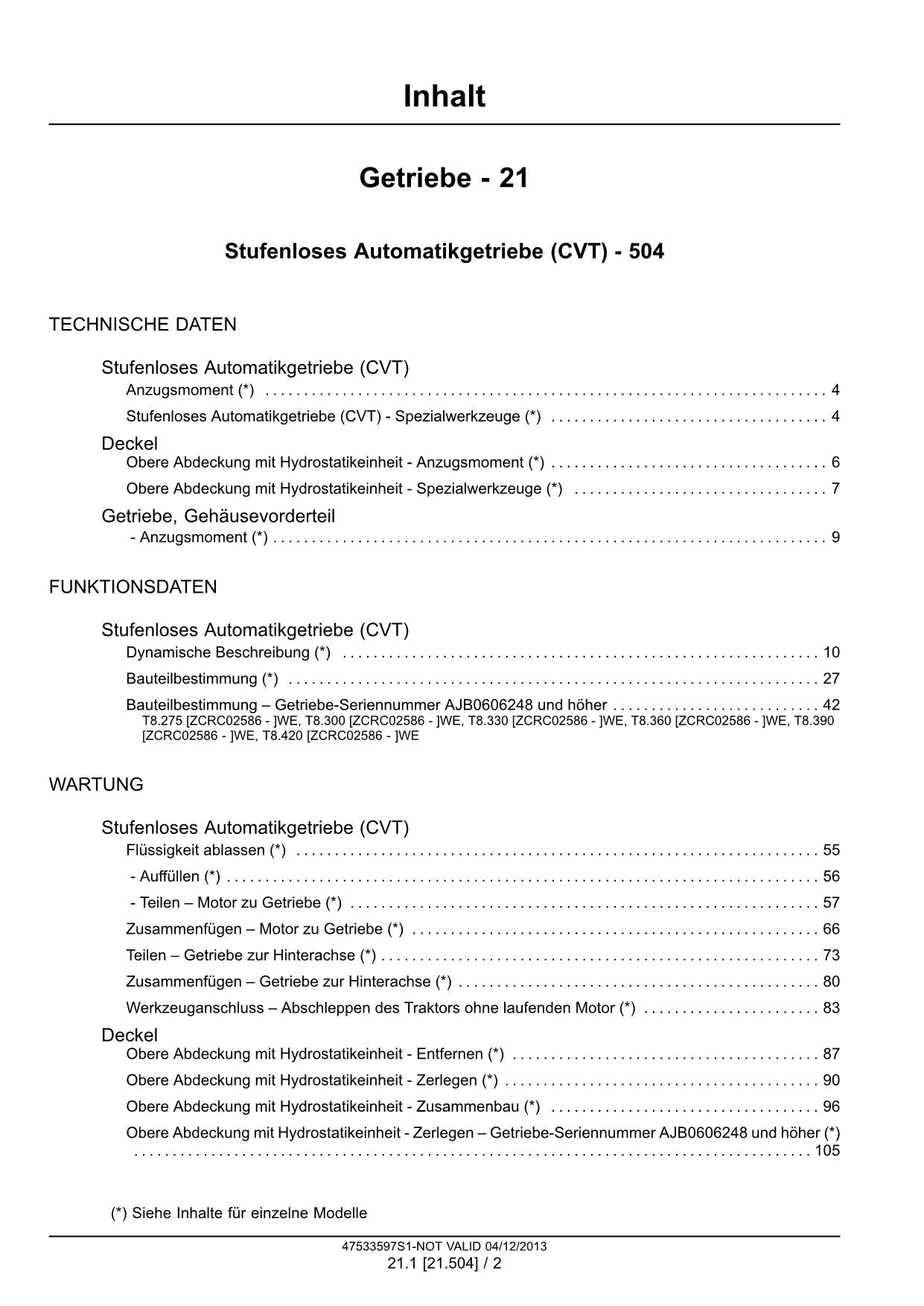 NEW HOLLAND T8.275 T8.300 T8.330 T8.360 T8.390 T8.420 TRAKTOR REPARATURHANDBUCH