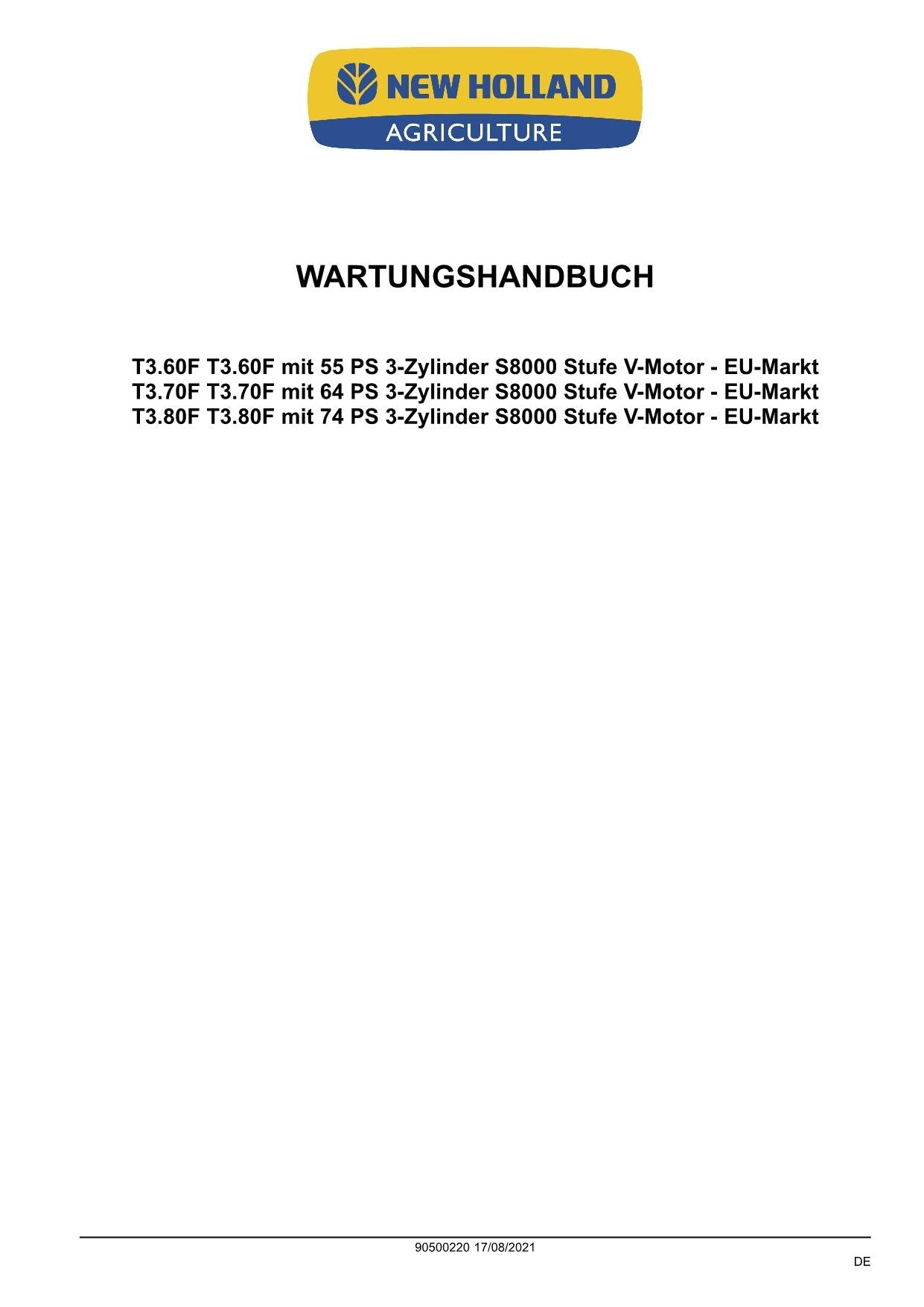 NEW HOLLAND T3.60F T3.70F T3.80F TRAKTOR REPARATURHANDBUCH #1