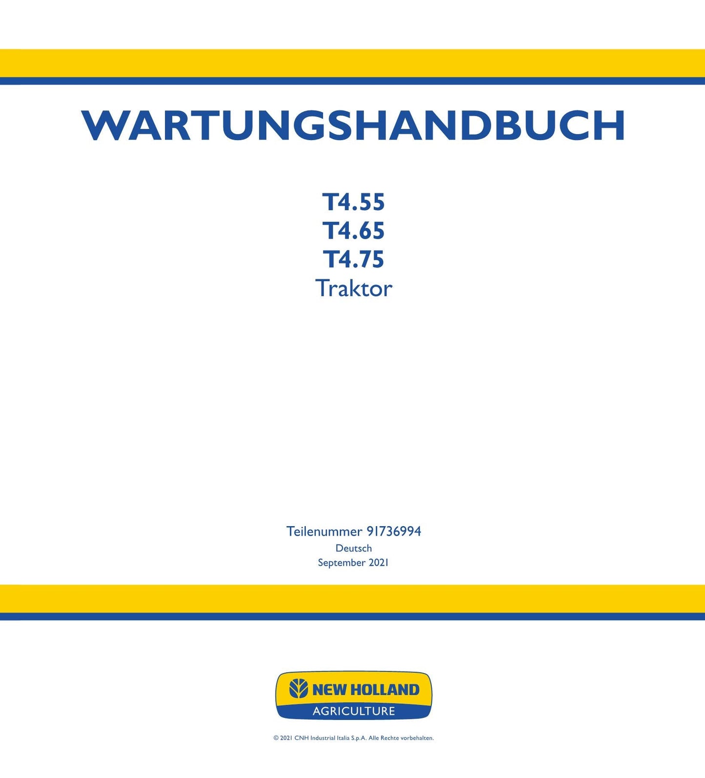 NEW HOLLAND T4.55 T4.65 T4.75 TRAKTOR REPARATURHANDBUCH BUCH