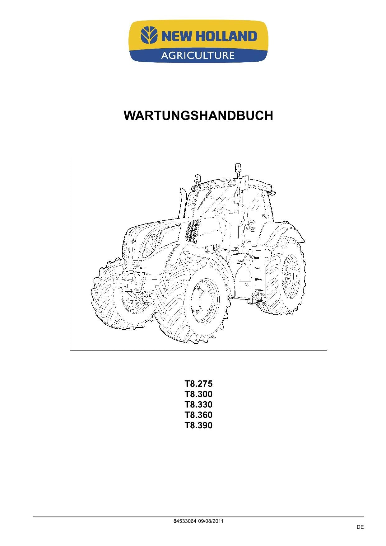 NEW HOLLAND T8.275 T8.300 T8.330 T8.360 T8.390 TRAKTOR REPARATURHANDBUCH #3