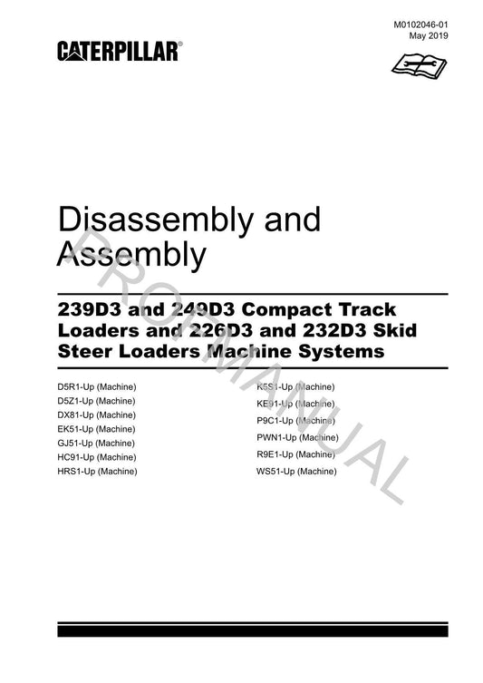 Caterpillar 239D3 249D3 226D3 232D3 Loader Service Manual Disassem Assem