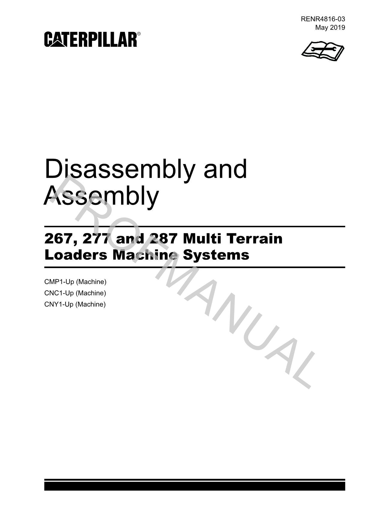 Caterpillar 267 277 287 Multi Terrain Loader Suppl Service Manual DisassemAssem