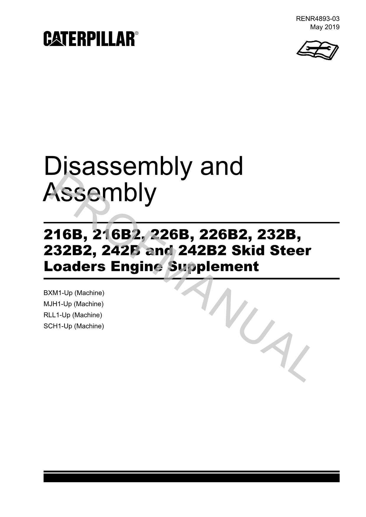 Caterpillar 216B 216B2 226B 226B2 Loader Engine Suppl Service Manual DisassAssem