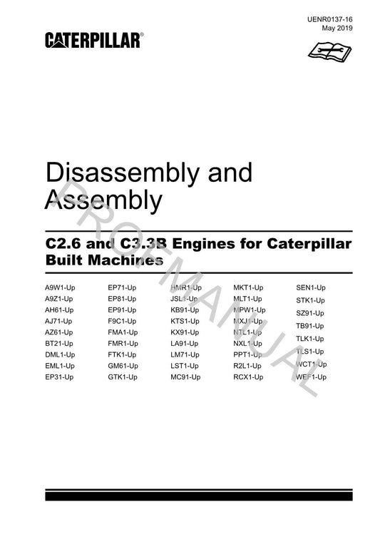 Caterpillar C2.6 C3.3B Engine Service Manual Disassem Assem